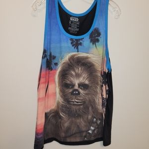 Retro Star Wars Chewbacca Palm Trees Tanktop USED Condition (See Pictures)